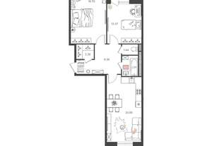 3-к квартира, вторичка, 66м2, 3/16 этаж