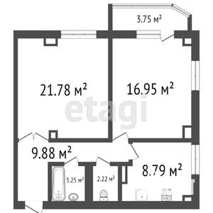 2-к квартира, вторичка, 50м2, 8/24 этаж