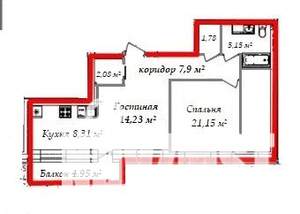 2-к квартира, вторичка, 66м2, 7/9 этаж