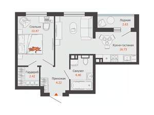 1-к квартира, вторичка, 40м2, 3/8 этаж