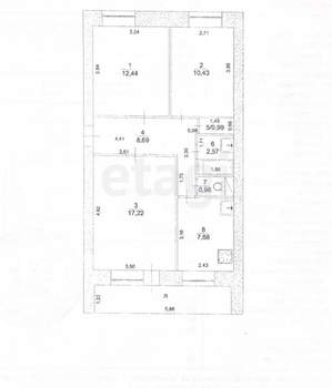 3-к квартира, вторичка, 61м2, 5/5 этаж