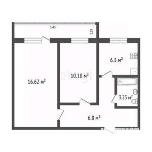 2-к квартира, вторичка, 43м2, 5/9 этаж