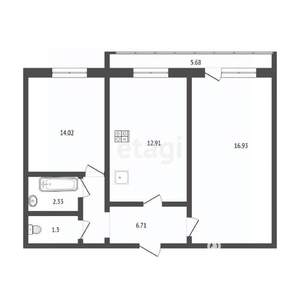2-к квартира, вторичка, 49м2, 1/9 этаж