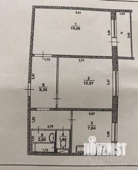 2-к квартира, вторичка, 53м2, 7/10 этаж