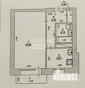 1-к квартира, вторичка, 34м2, 3/5 этаж