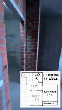 1-к квартира, сданный дом, 44м2, 10/23 этаж