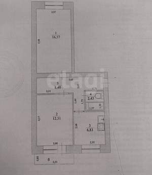 2-к квартира, вторичка, 47м2, 4/5 этаж