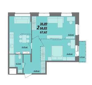 2-к квартира, сданный дом, 68м2, 3/10 этаж