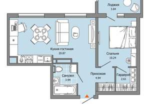 1-к квартира, вторичка, 45м2, 1/12 этаж