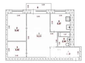 2-к квартира, вторичка, 45м2, 4/5 этаж