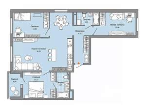 3-к квартира, строящийся дом, 94м2, 3/12 этаж