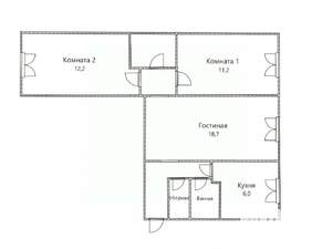 3-к квартира, вторичка, 59м2, 1/5 этаж