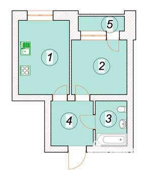 1-к квартира, строящийся дом, 42м2, 6/7 этаж