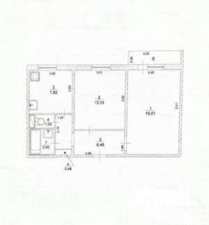 2-к квартира, вторичка, 53м2, 4/9 этаж