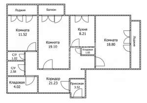 3-к квартира, вторичка, 88м2, 1/9 этаж