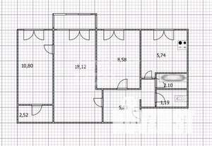 3-к квартира, вторичка, 55м2, 3/5 этаж