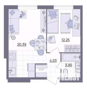 1-к квартира, вторичка, 41м2, 6/13 этаж
