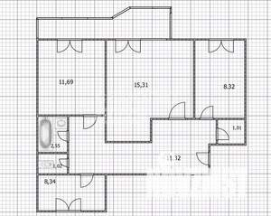 3-к квартира, вторичка, 60м2, 8/9 этаж