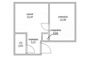 1-к квартира, вторичка, 31м2, 5/5 этаж