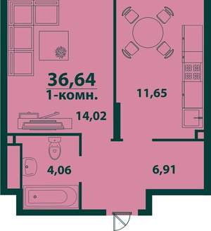 1-к квартира, вторичка, 37м2, 2/24 этаж