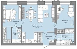 3-к квартира, вторичка, 73м2, 1/4 этаж