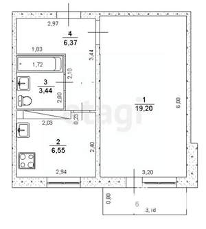 1-к квартира, вторичка, 39м2, 4/5 этаж