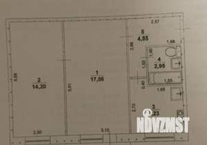 2-к квартира, вторичка, 45м2, 1/5 этаж