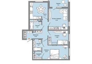 3-к квартира, вторичка, 82м2, 2/12 этаж