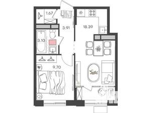 2-к квартира, вторичка, 37м2, 20/24 этаж
