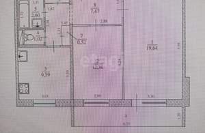2-к квартира, вторичка, 53м2, 1/9 этаж