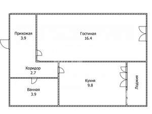 1-к квартира, вторичка, 37м2, 6/9 этаж