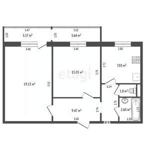 2-к квартира, вторичка, 53м2, 10/10 этаж