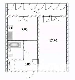1-к квартира, вторичка, 35м2, 9/10 этаж
