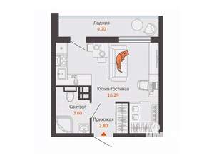Студия квартира, вторичка, 25м2, 3/8 этаж