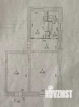 2-к квартира, вторичка, 43м2, 2/2 этаж