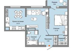 1-к квартира, вторичка, 46м2, 8/12 этаж