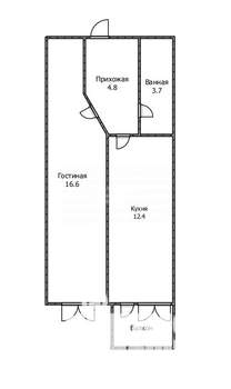 1-к квартира, вторичка, 38м2, 1/3 этаж
