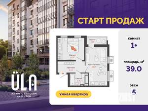 1-к квартира, вторичка, 39м2, 5/9 этаж