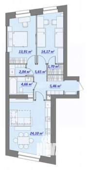 3-к квартира, вторичка, 73м2, 1/7 этаж