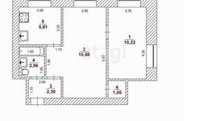 1-к квартира, вторичка, 39м2, 1/4 этаж