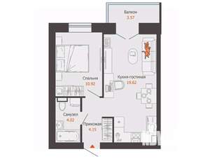 1-к квартира, вторичка, 40м2, 2/9 этаж
