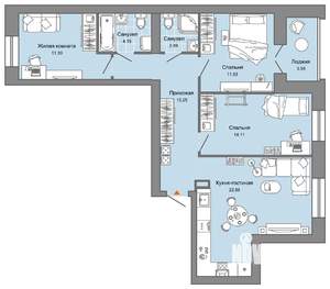 4-к квартира, вторичка, 82м2, 6/7 этаж