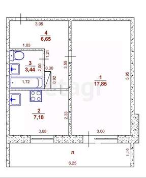 1-к квартира, вторичка, 39м2, 9/10 этаж