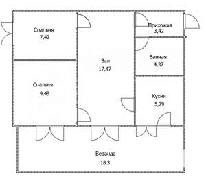 3-к квартира, вторичка, 66м2, 1/5 этаж