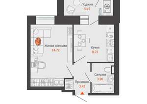 1-к квартира, вторичка, 33м2, 7/9 этаж