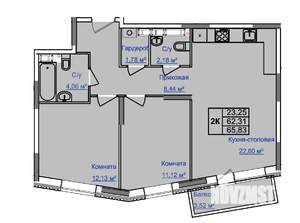 2-к квартира, строящийся дом, 66м2, 5/9 этаж