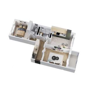 2-к квартира, строящийся дом, 52м2, 9/12 этаж