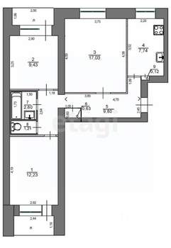 3-к квартира, вторичка, 64м2, 6/9 этаж
