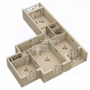 3-к квартира, вторичка, 63м2, 5/9 этаж