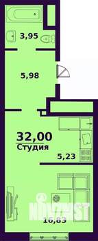 1-к квартира, строящийся дом, 33м2, 2/24 этаж
